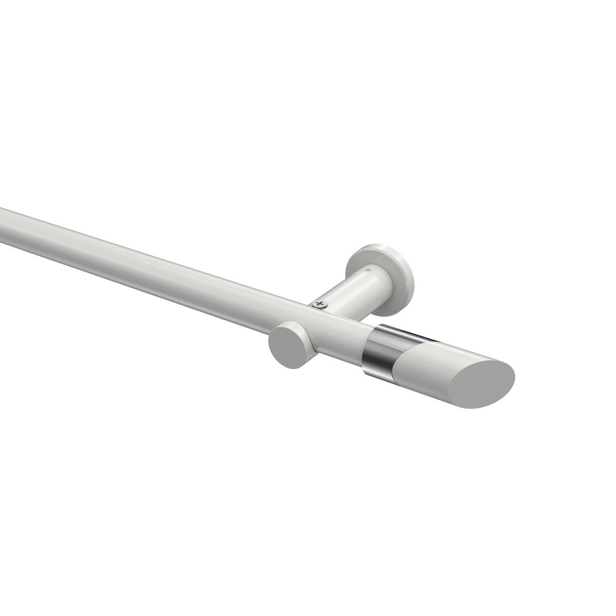GARDINENSTANGEN-SET Platon Verano 140 cm, 1-läufig (ohne Ringe), 20 mm Ø Weiß - Chromfarben/Weiß, Metall (140cm) - INTERDECO