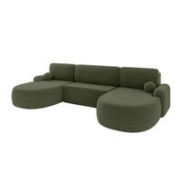 WOHNLANDSCHAFT mit Schlaffunktion und Bettkasten LIRA-U - 335x172x89 Grün - Dunkelgrün, Holzwerkstoff/Textil (335/89/172cm) - ALTDECOR