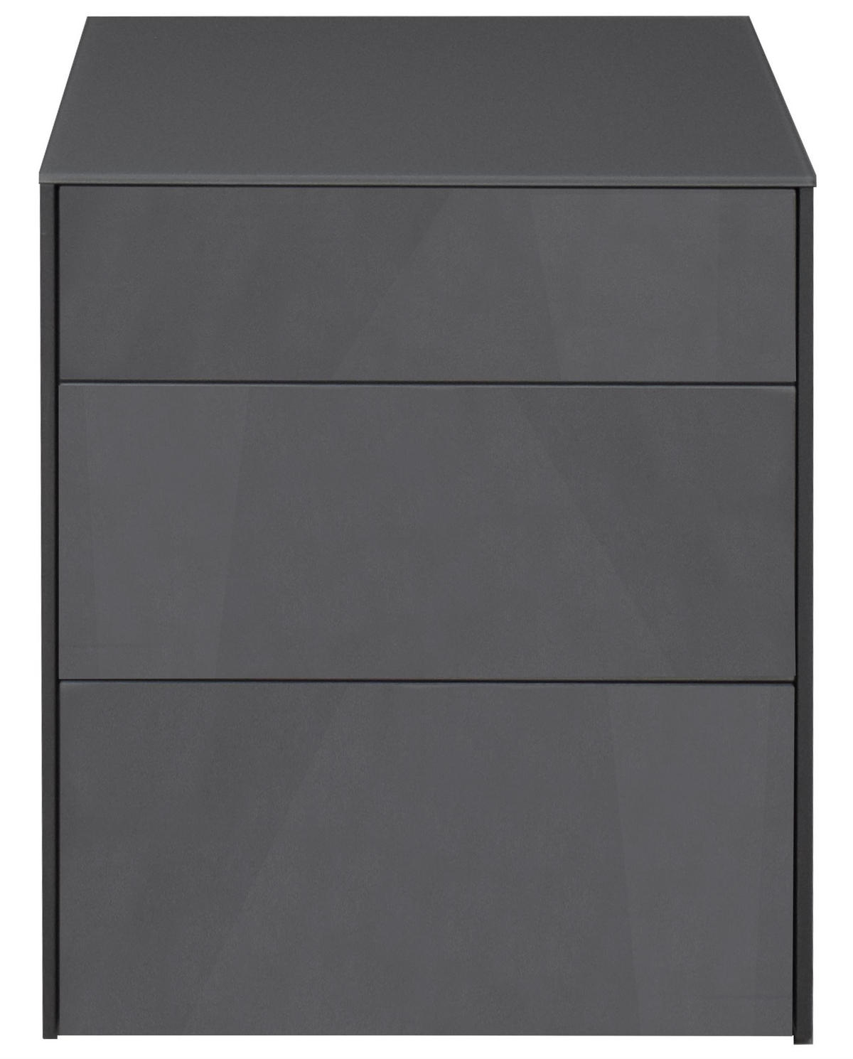 KOMMODE Elfi 52x42x63 Hochglanz Anthrazit/Glas Anthrazit - Anthrazit, Holzwerkstoff (52/63/42cm) - 58aufmkessel