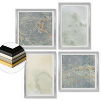 WANDBILDER 4er Set - 50x50 cm & 40x60 cm Silberner Rahmen - Pastellfarben auf Aquarellleinwand - Silberfarben, Kunststoff (50/50cm) - ArtPrintCave