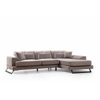 ECKSOFA mit verstellbarer Rückenlehne - Hellgrau/Schwarz, Holz/Textil (190/304cm) - myHomelando