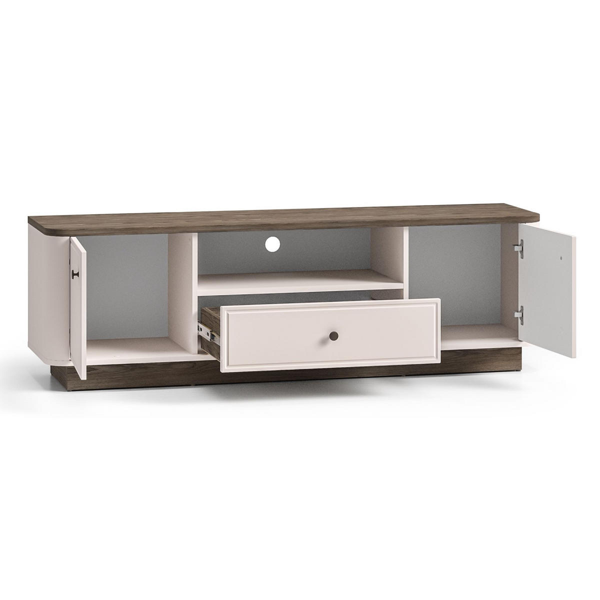 TV-LOWBOARD Vilavio Kaschmir/Eicheoptik Dunkel 160 cm - Taupe/Dunkelbraun, Holzwerkstoff/Metall (160/50/40cm) - Selsey