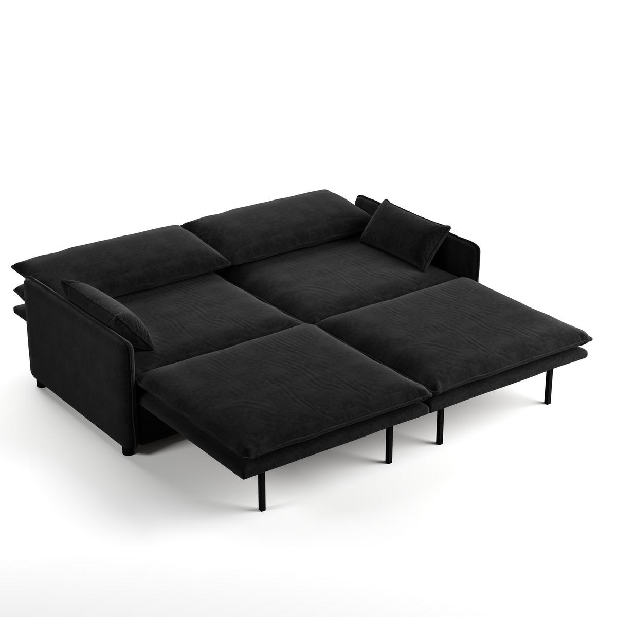 SCHLAFSOFA 3-in-1 ausziehbar mit Staufach, DE-42857, Schwarz - Schwarz, Holzwerkstoff (206/86/91cm) - ComfortXL