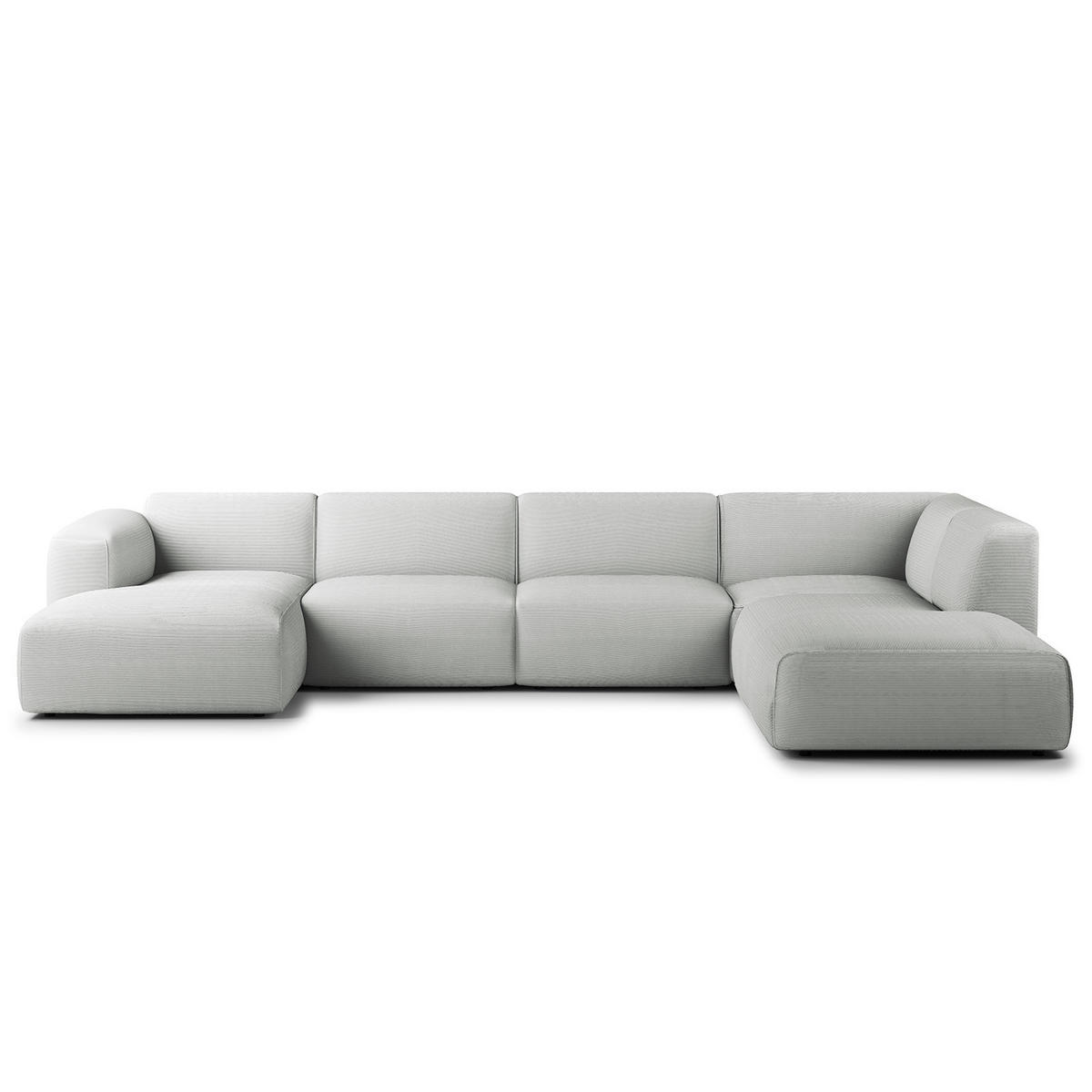 WOHNLANDSCHAFT mit Longchair - Schwarz/Grau, Kunststoff/Textil (325/71/235cm) - home24