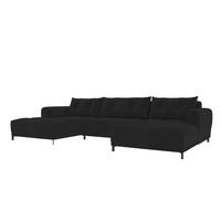 WOHNLANDSCHAFT Massimo Cordstoff Schwarz inkl. Schlaffunktion - Schwarz, Textil/Metall (356/94/181cm) - 99rooms