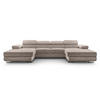 WOHNLANDSCHAFT Arborio Beige 352/202/90 cm mit Schlaffunktion - Beige/Schwarz, Textil/Metall (352/90/202cm) - AX Living