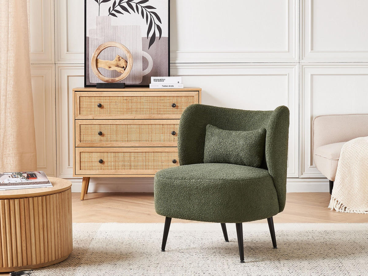 SESSEL BOUCLE Grün Otsby - Grün, Holz/Textil (60/76/55cm) - Beliani