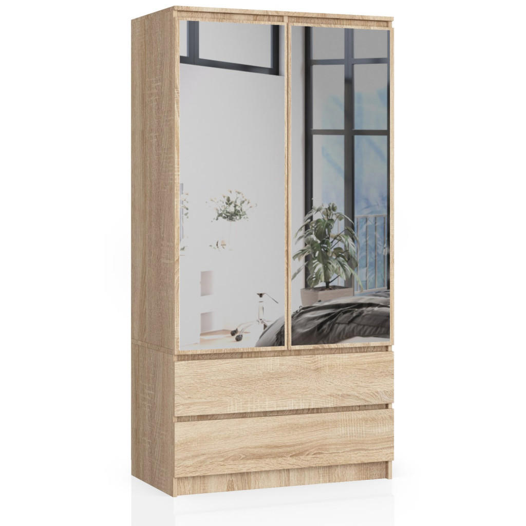 KLEIDERSCHRANK mit Spiegel Sonoma Eiche 180x51x90 cm - Sonoma Eiche, Holzwerkstoff (180/180/51cm) - Akord