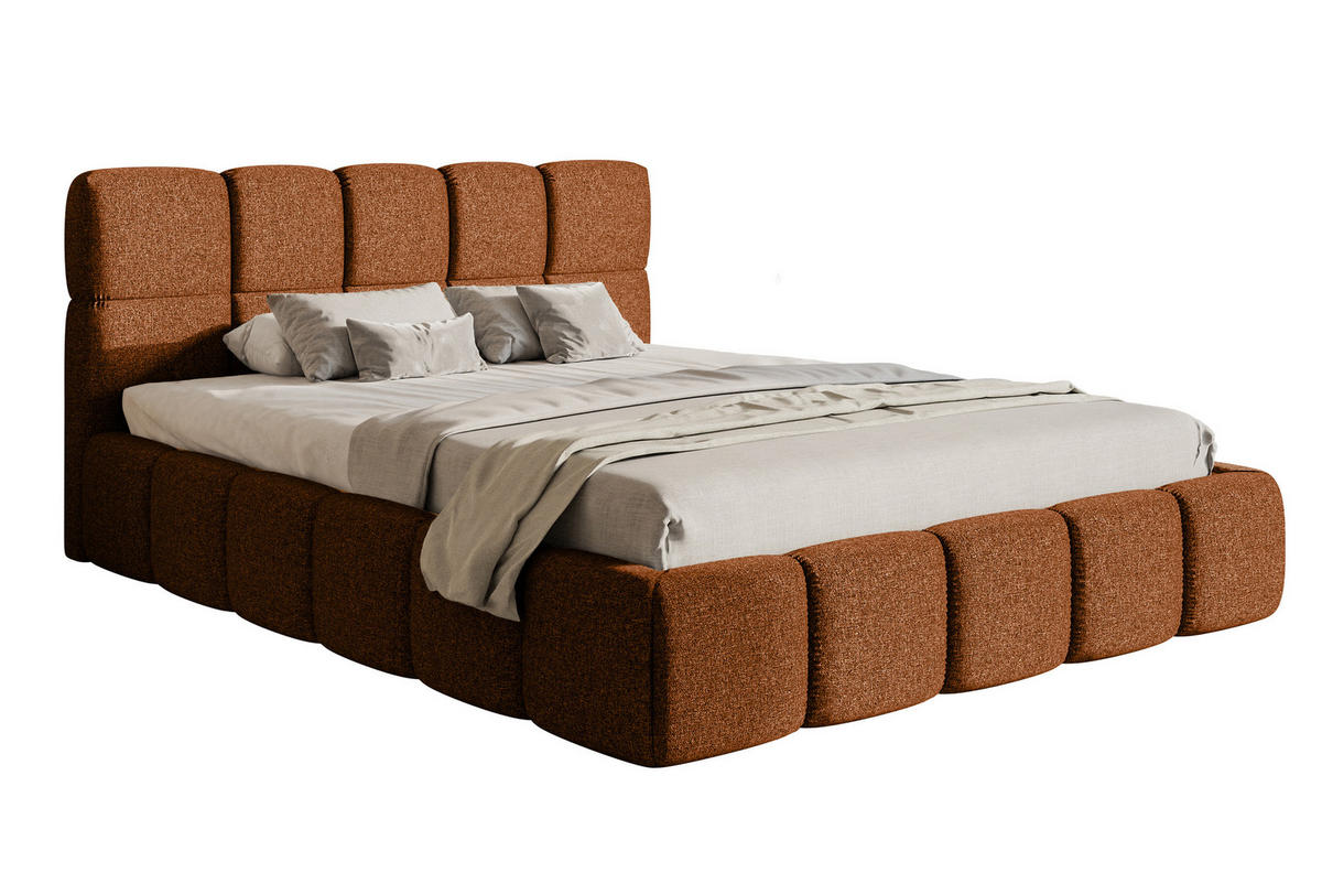 ČALOUNĚNÁ POSTEL Cloudy měděně hnědá žinylka s úložným prostorem 180 cm - černá/měděná, textil (180/200cm) - Selsey