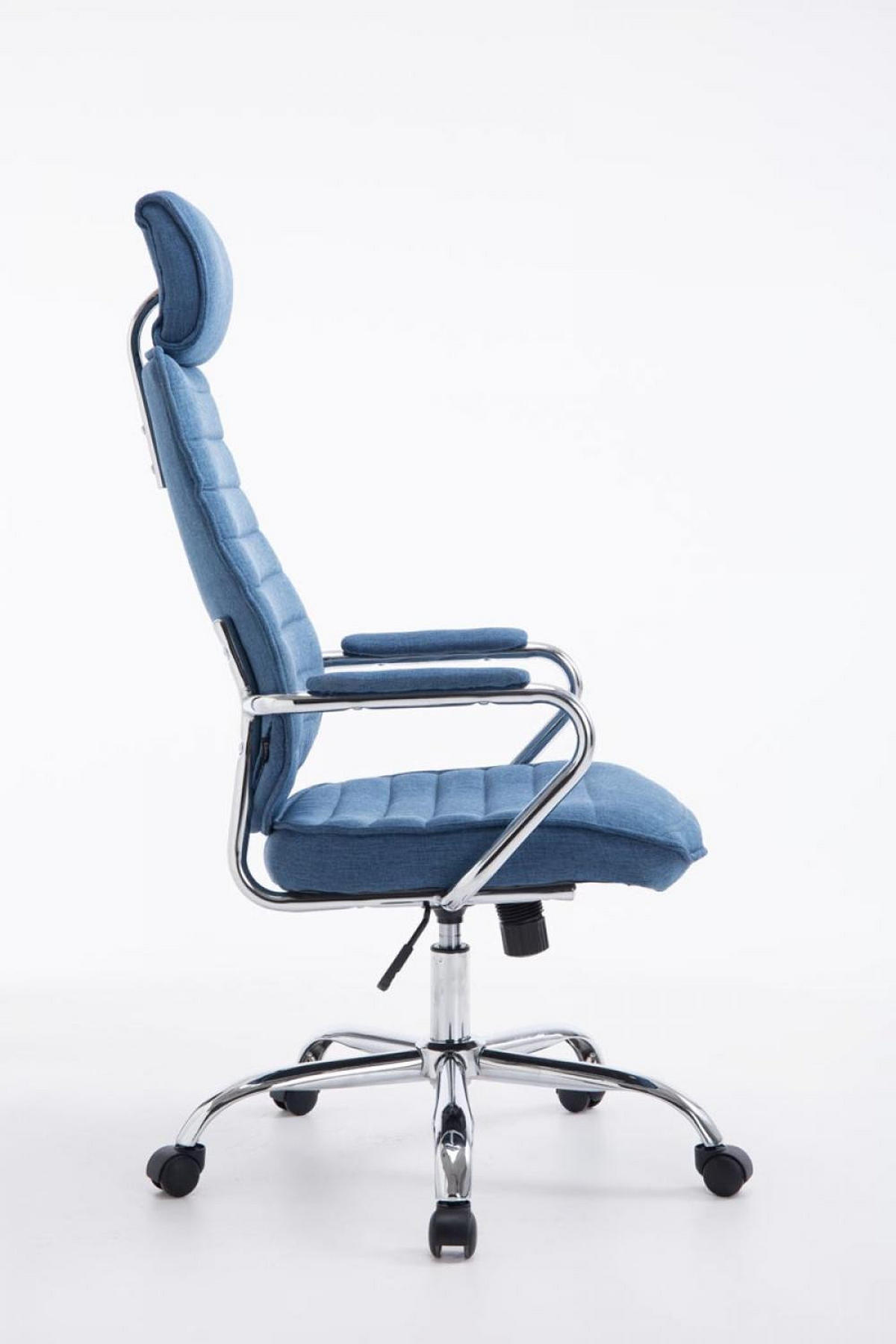 CHEFSESSEL Stoff blau - Chromfarben/Blau, Textil/Metall (60/117/67cm) - CLP