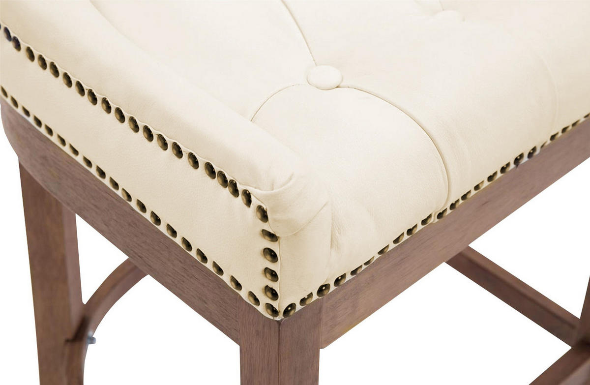 BARHOCKER Lakewood Massivholz 109x55x57 cm Creme - Creme, Leder (55/109/57cm) - furnicato