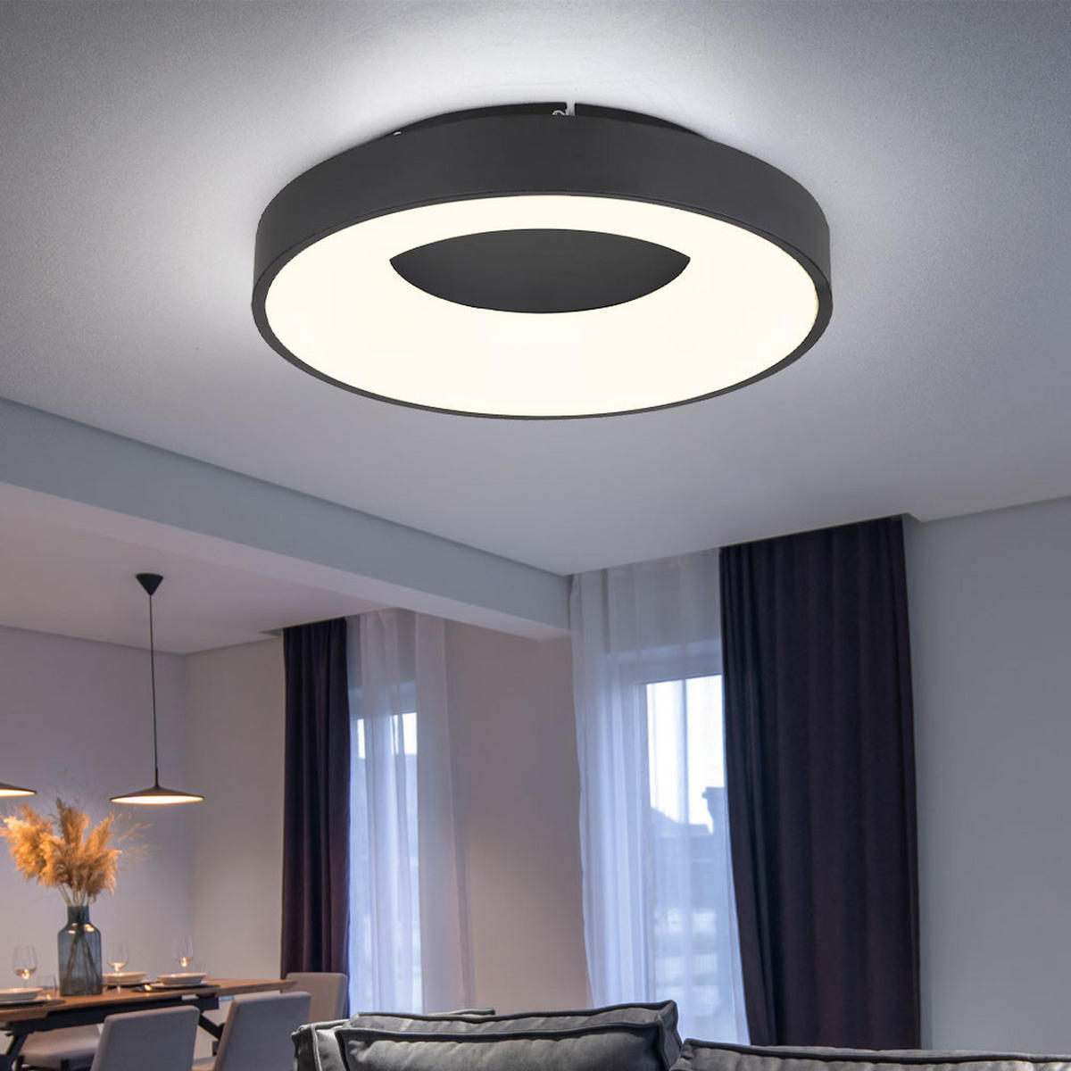 LED DECKENLEUCHTE Metall Schwarz - Schwarz, Metall (40/40/10cm) - Globo Lighting