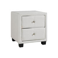 NACHTTISCH mit 2 Schubladen - Stoff - Elfenbein - PICHONIA - Weiß, Textil (41.5/45.5/40.5cm) - Vente-Unique