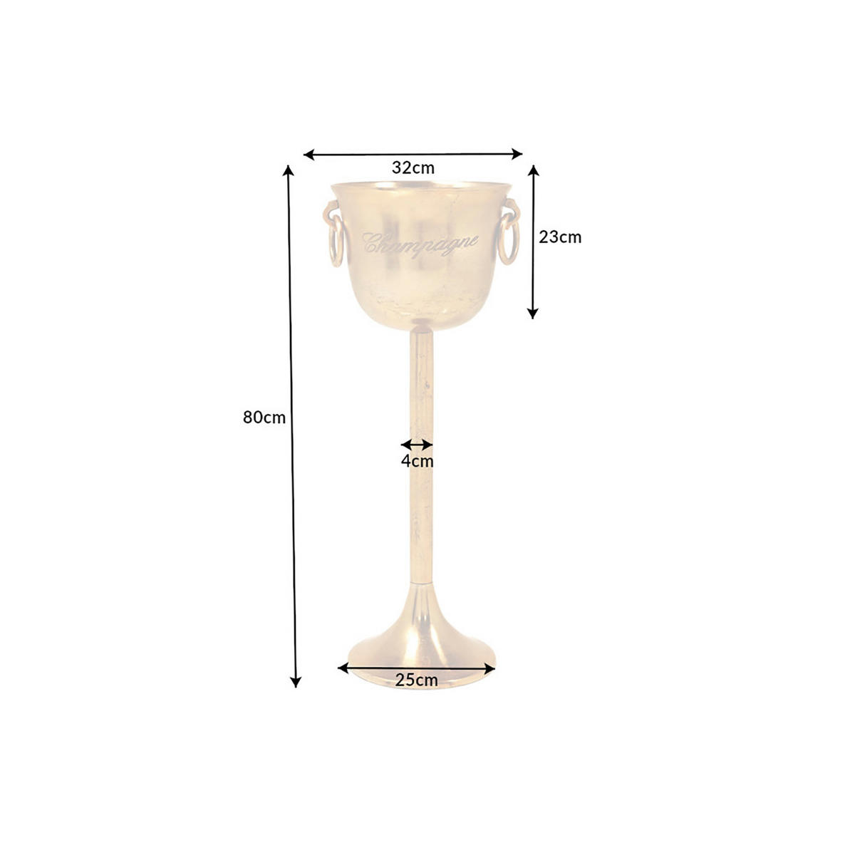 SEKTKÜHLER CHAMPAGNE Metall Gold 80 cm - Goldfarben, Metall (32/80cm) - riess-ambiente