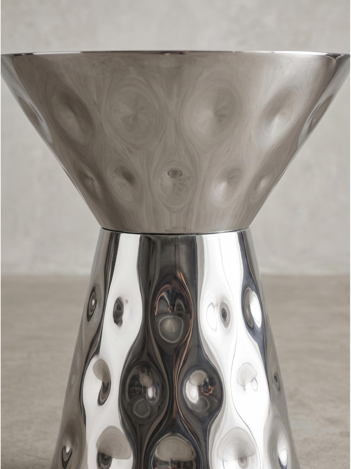 BEISTELLTISCH MAYENNE, Aluminium, handgefertigt, Silber, Ø 36 x 51 cm - Silberfarben, Metall (36/36/51cm) - KADIMA DESIGN