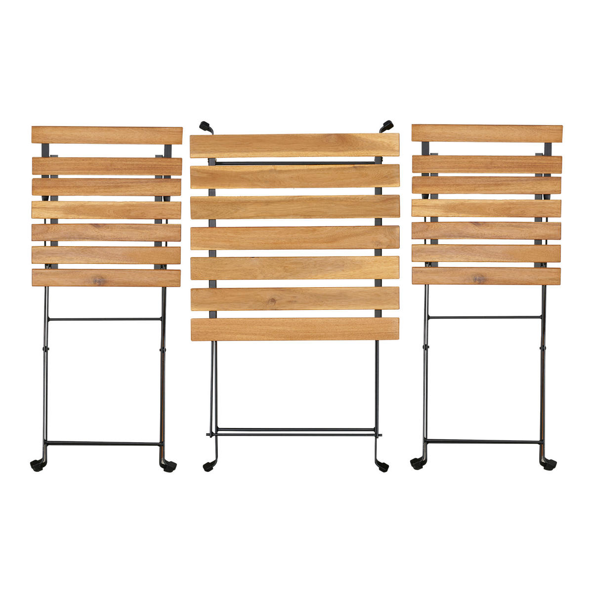 BISTRO-SET 3 TLG. Bovino - Schwarz/Naturfarben, Holz/Metall - casa.pro