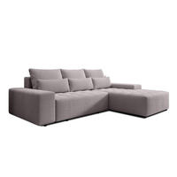 ECKSOFA L Form Alvorada Beige 280/184/88 cm – modernes Sofa fürs Wohnzimmer - Beige/Schwarz, Kunststoff/Textil (280/184cm) - AX Living