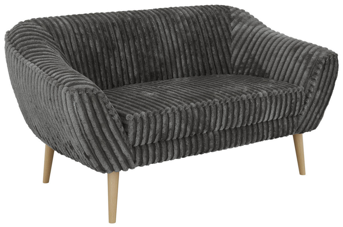 2-SITZER-SOFA PIRS - Grau Cord - Holzbeine - Buchefarben/Grau, Holzwerkstoff/Textil (140/75/74cm) - MKS