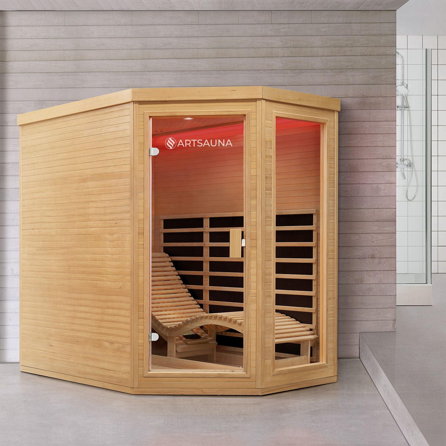 INFRAROTKABINE Esbjerg mit Triplex-Heizsystem & Hemlockholz - Naturfarben, Holz (130/190/190cm) - Artsauna