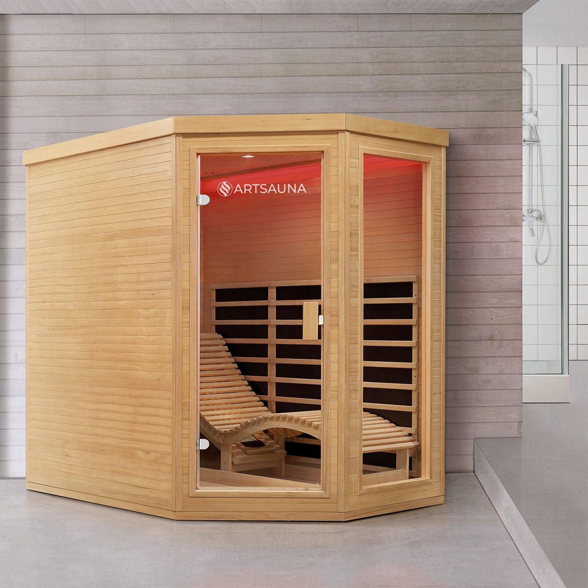 INFRAROTKABINE Esbjerg mit Triplex-Heizsystem & Hemlockholz - Naturfarben, Holz (130/190/190cm) - Artsauna