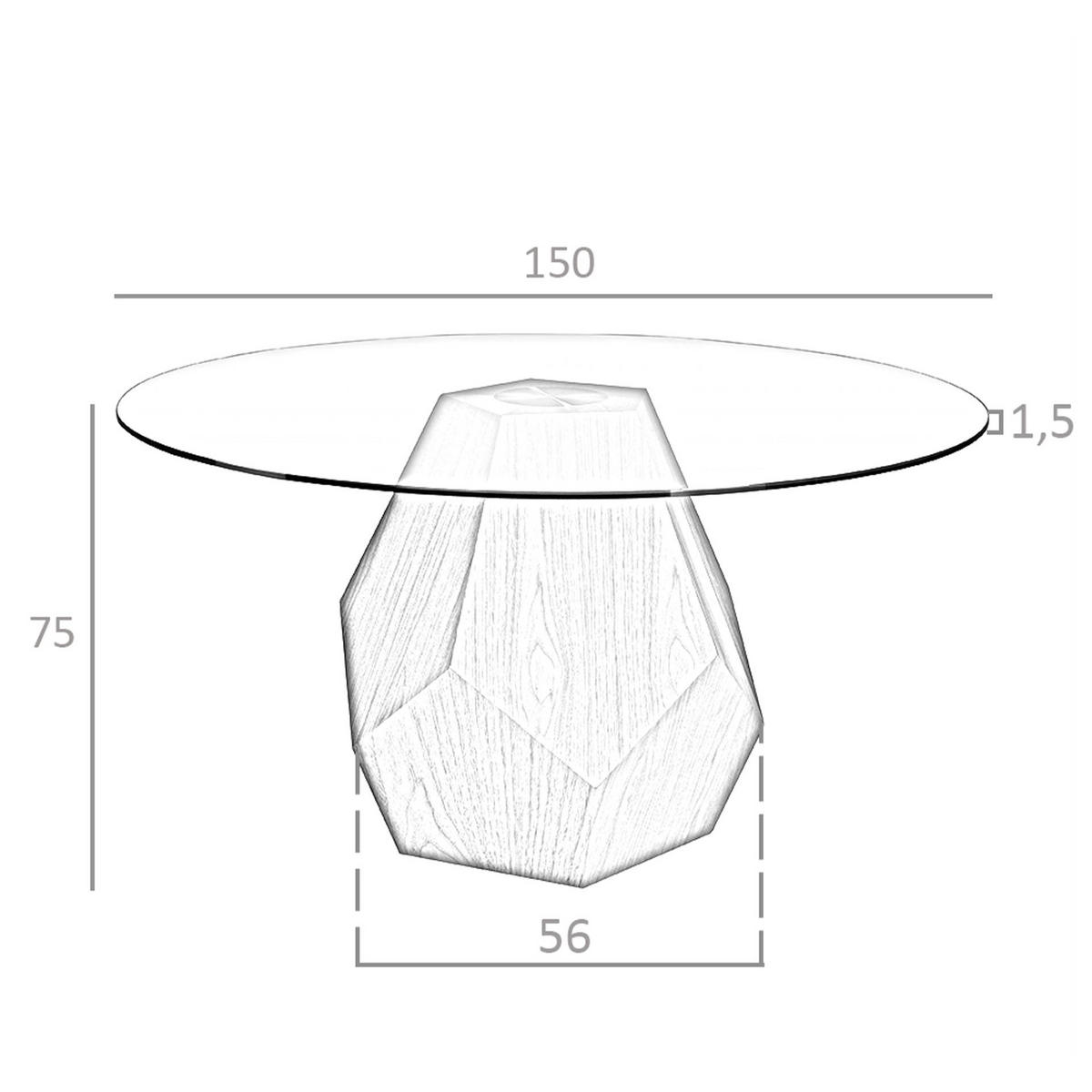 ESSTISCH Esstisch runde gehärtetes Glas aus Walnuss Ø150/75 cm - Transparent/Walnussfarben, Holz (150/150/75cm) - ANGEL CERDA