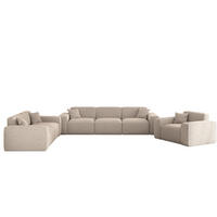 SOFASET Celes Premium 3-2-1 In Sven - Hellbraun, Holzwerkstoff/Textil (218/73/90cm) - Fun Möbel