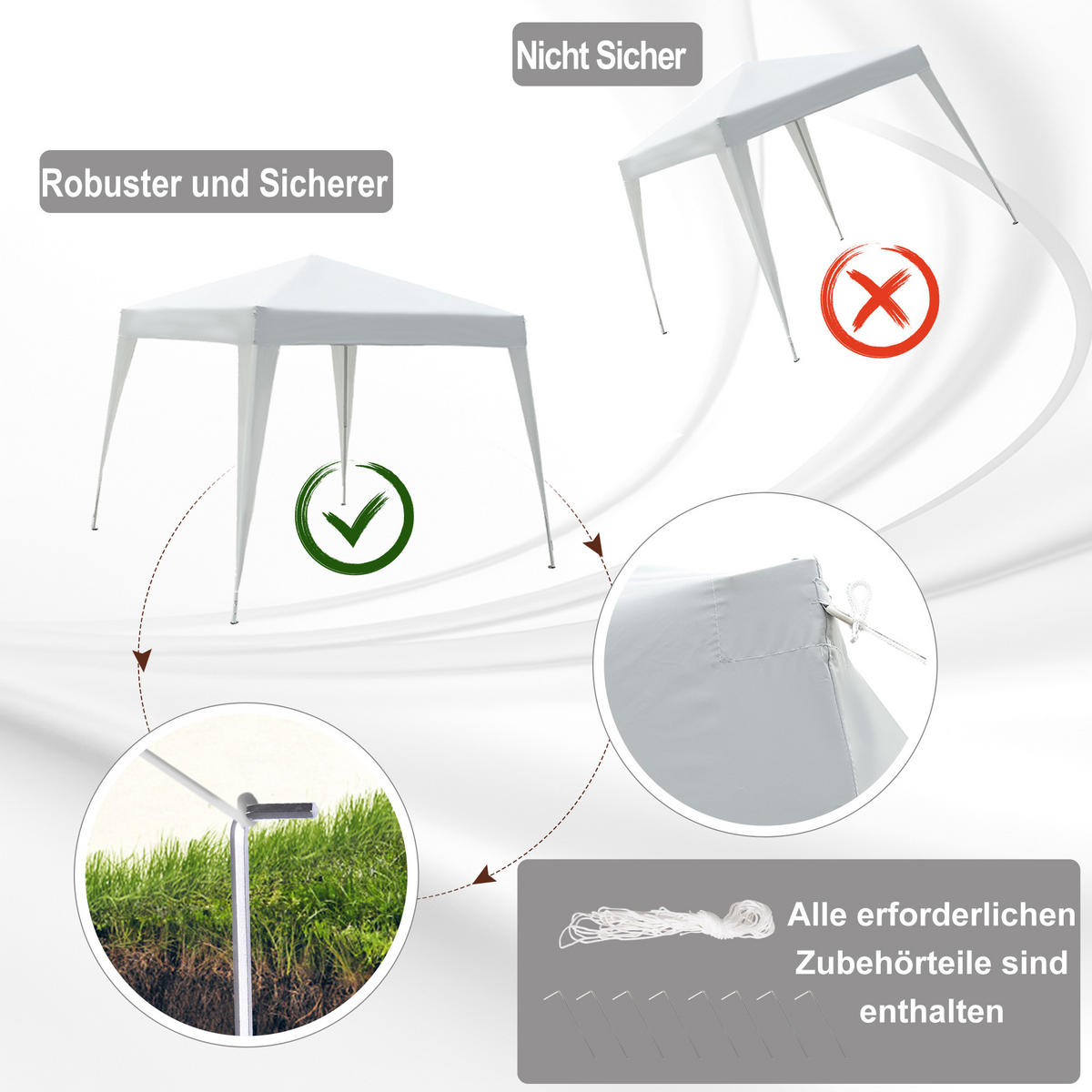 FALTPAVILLON, Grau, Stahl, Oxford - Weiß, Metall (240/250/240cm) - Outsunny