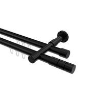 INNENLAUF-GARDINENSTANGEN-SET Prestige Elanto 280 cm (geteilt in 2 x 140 cm), 2-läufig, 20 mm Ø Schwarz - Schwarz, Metall (280cm) - INTERDECO