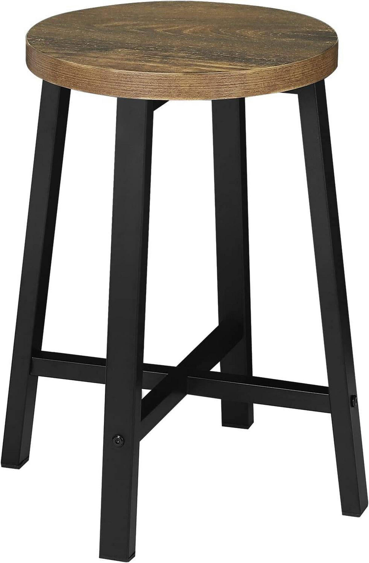 ESSZIMMERSTUHL 2er Set, Küchenstuhl, Vintage-Holzmaserung Schwarz - Dunkelbraun/Schwarz, Holzwerkstoff/Metall (29.5/46/29.5cm) - Woltu