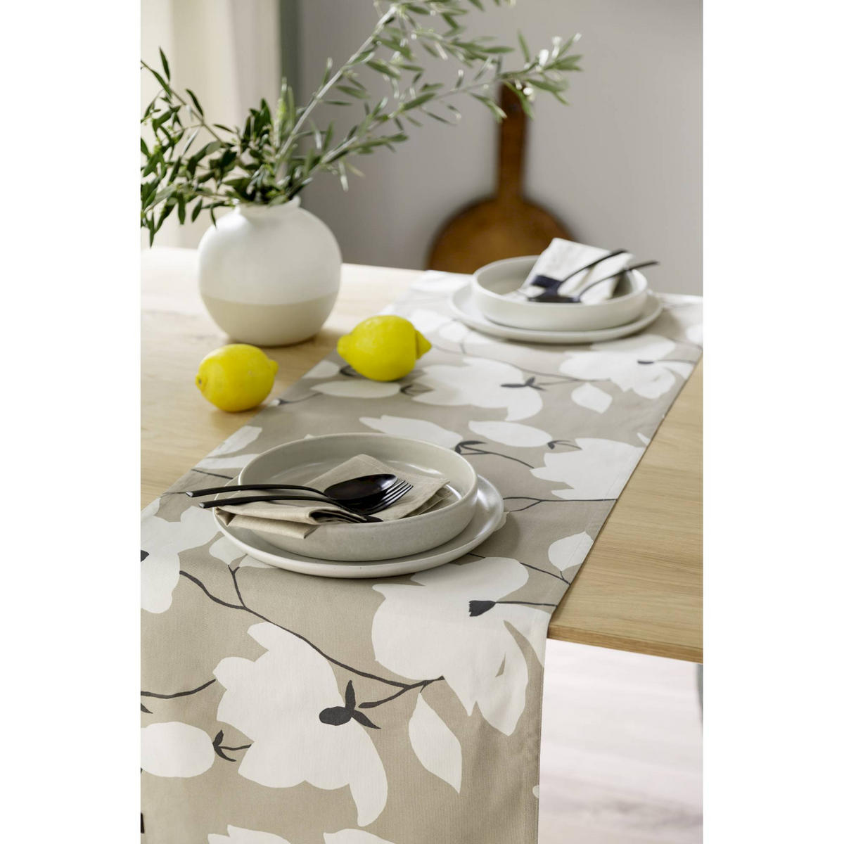 TISCHLÄUFER FLEUR - Grau, Textil (150/40/0.5cm) - Schöner Wohnen