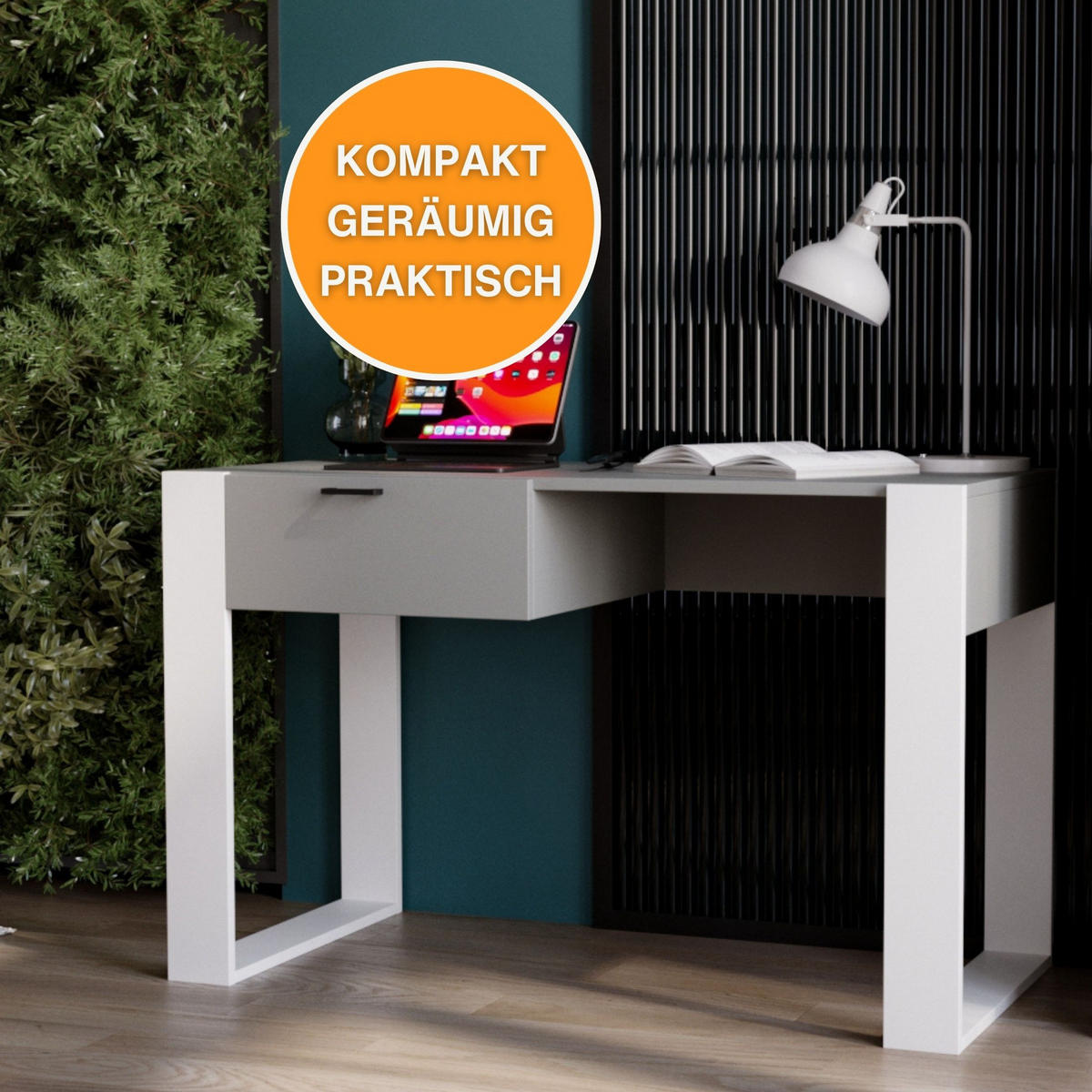 SCHREIBTISCH Dunkelgrau 120/73/53,6 cm - Dunkelgrau/Weiß, Holzwerkstoff (53.6/120/73cm) - CraftPAK