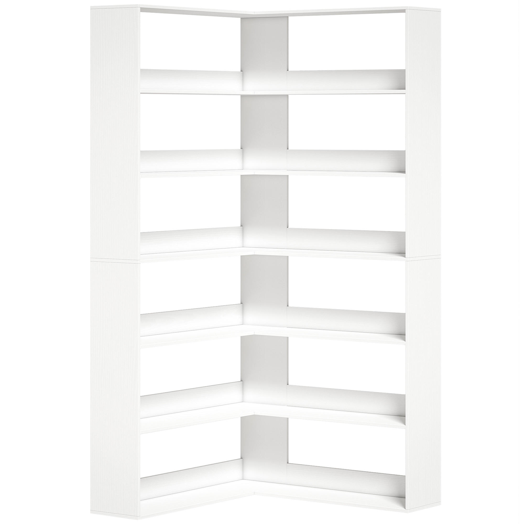 BÜCHERREGAL Spanplatte Weiß - Weiß, Holzwerkstoff (90/180/90cm) - HOMCOM