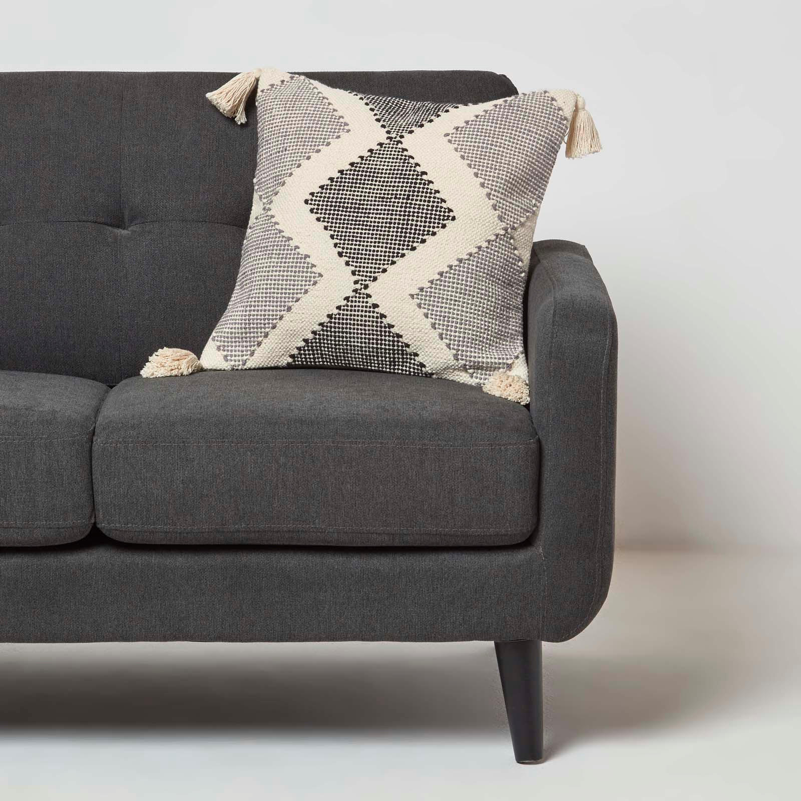 DEKOKISSEN Malmö 45/45 cm geometrisch gemustert - Creme, Textil (45/45cm) - Homescapes