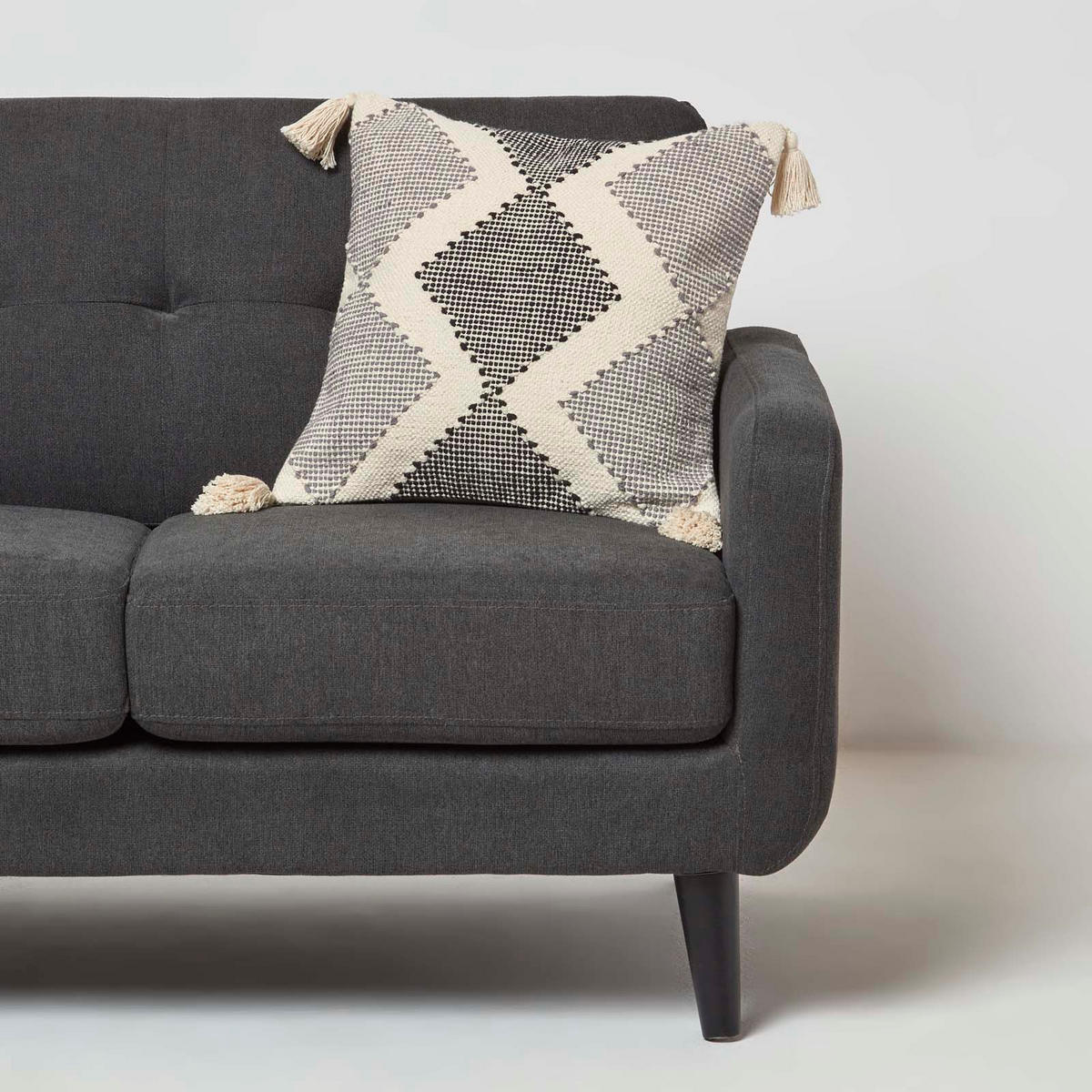 DEKOKISSEN Malmö 45/45 cm geometrisch gemustert - Creme, Textil (45/45cm) - Homescapes