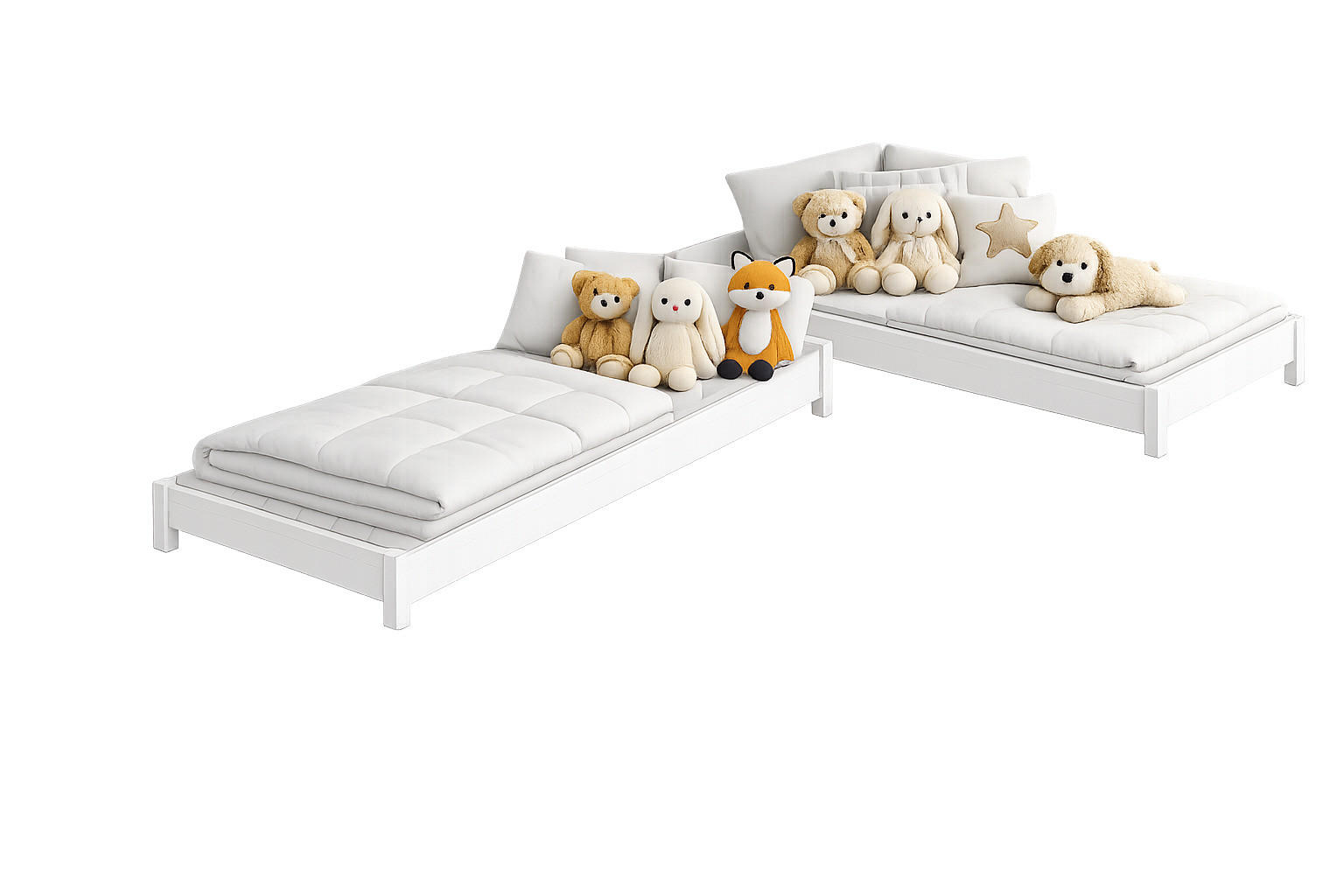 STAPELBETTEN 2-er Set Sendi 180x90 weiß - Weiß, Holzwerkstoff - LUKDOM