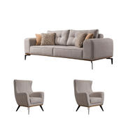 SITZGARNITUR Tubby Creme Stellvariante:2+1+1 - Grau, Holz (189/73/93cm) - Villa Möbel