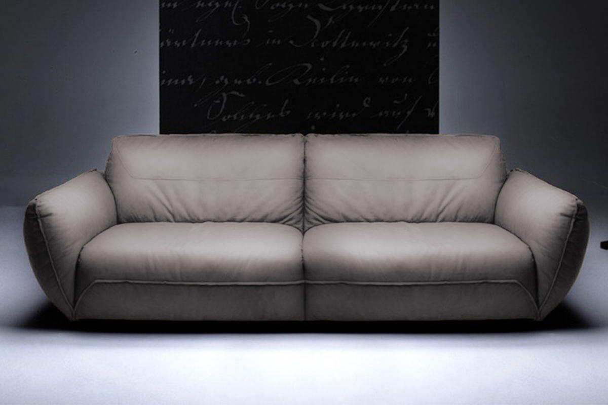 LEDERSOFA DAVITO Grau Leder - Schwarz/Grau, Leder/Kunststoff (280/88/108cm) - KAWOLA