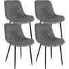 STUHL 4er Set Samt grau - Schwarz/Grau, Textil/Metall (53/82/60cm) - CLP