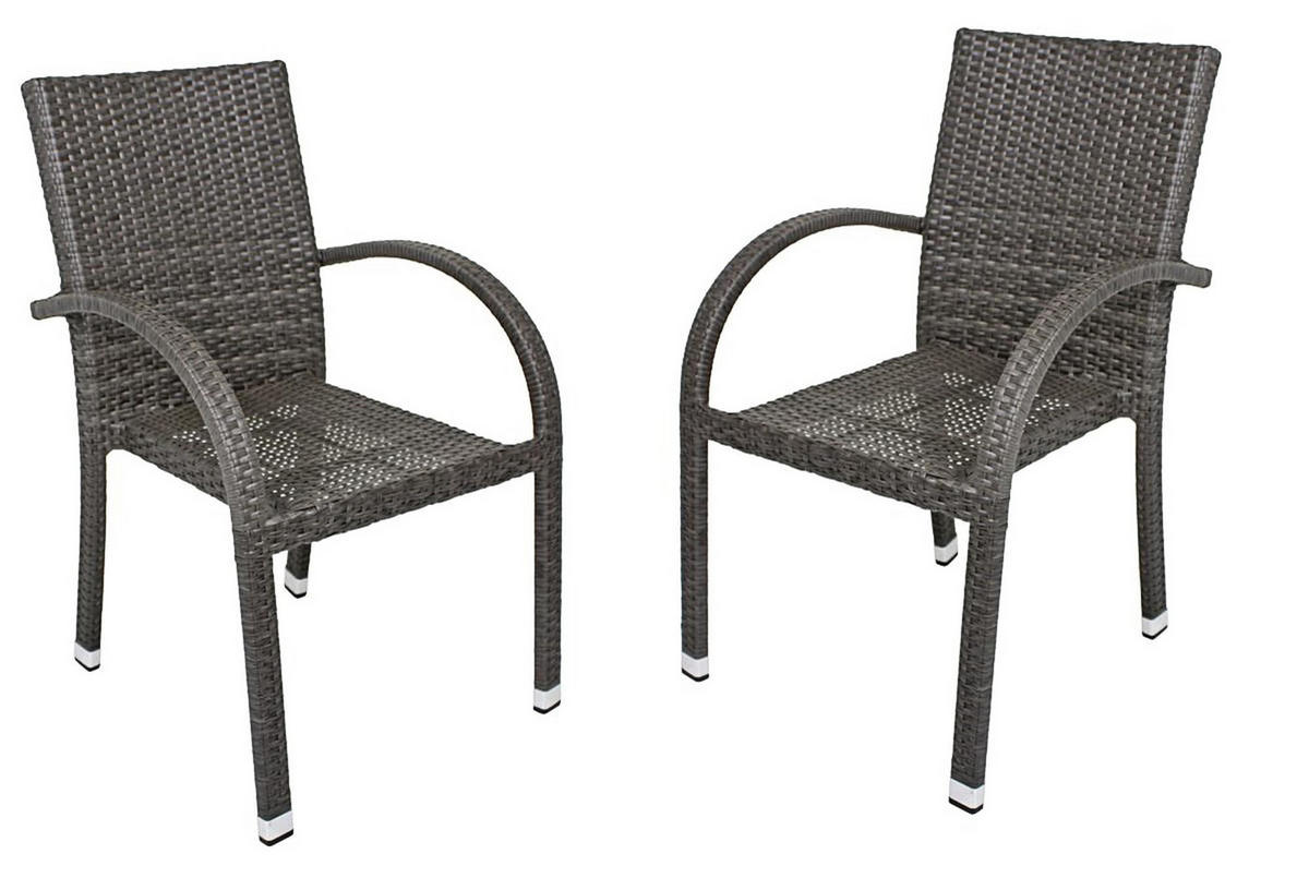 GARTENSTUHL 2er Set Vesna Dunkelgrau Stapelstuhl - Dunkelgrau, Kunststoff (57/90/64cm) - DELUKE