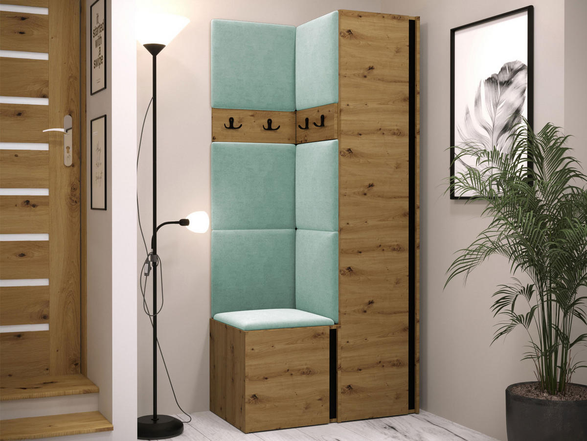 GARDEROBEN-SET Orion XXIV - Eiche Artisan/Mintgrün, Holzwerkstoff/Kunststoff (82/186/46cm) - MIRJAN24