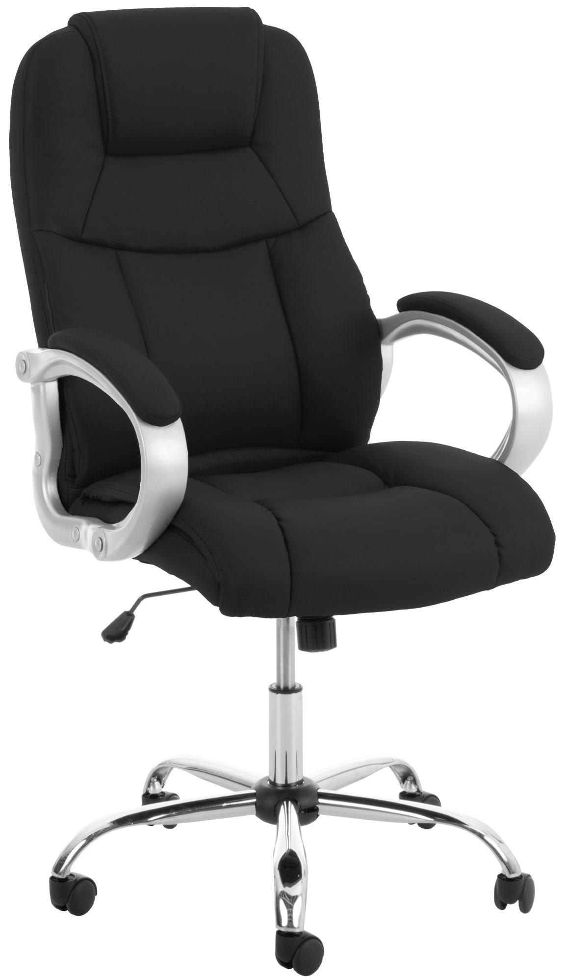 CHEFSESSEL Lederlook Schwarz - Chromfarben/Schwarz, Textil/Metall (66/113/70cm) - CLP