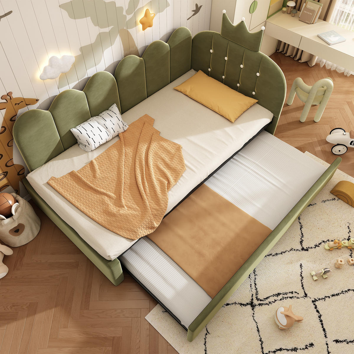 AUSZIEHBETT 90/190-200 cm DE-00312, in Grün, Gitter Design - Grün, Metall (90/200cm) - ComfortXL