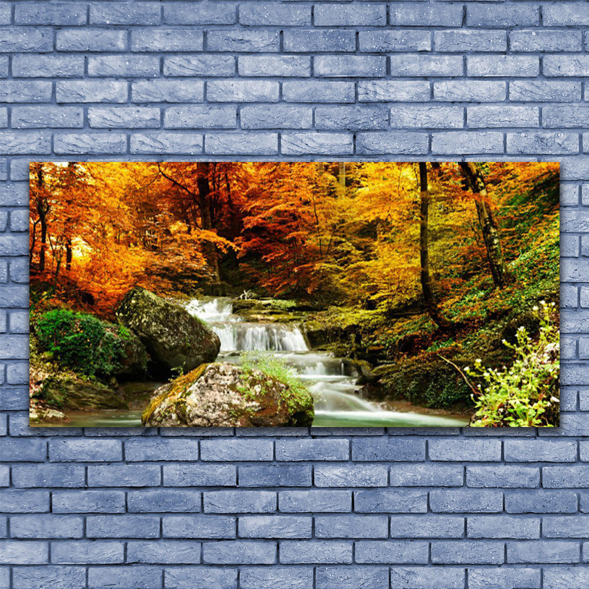LEINWANDBILD 140x70 cm Herbstlandschaft - Dunkelgrün/Orange, Textil (140/4cm) - TULUP