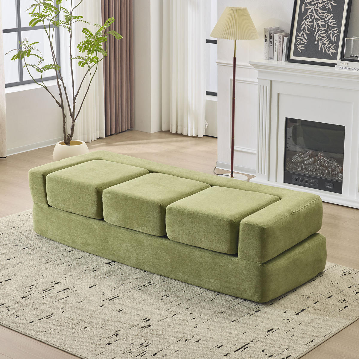 SCHLAFSOFA DE-34995 modular mit Schlaffunktion Grün - Grün, Textil (75.5/50/201cm) - ComfortXL