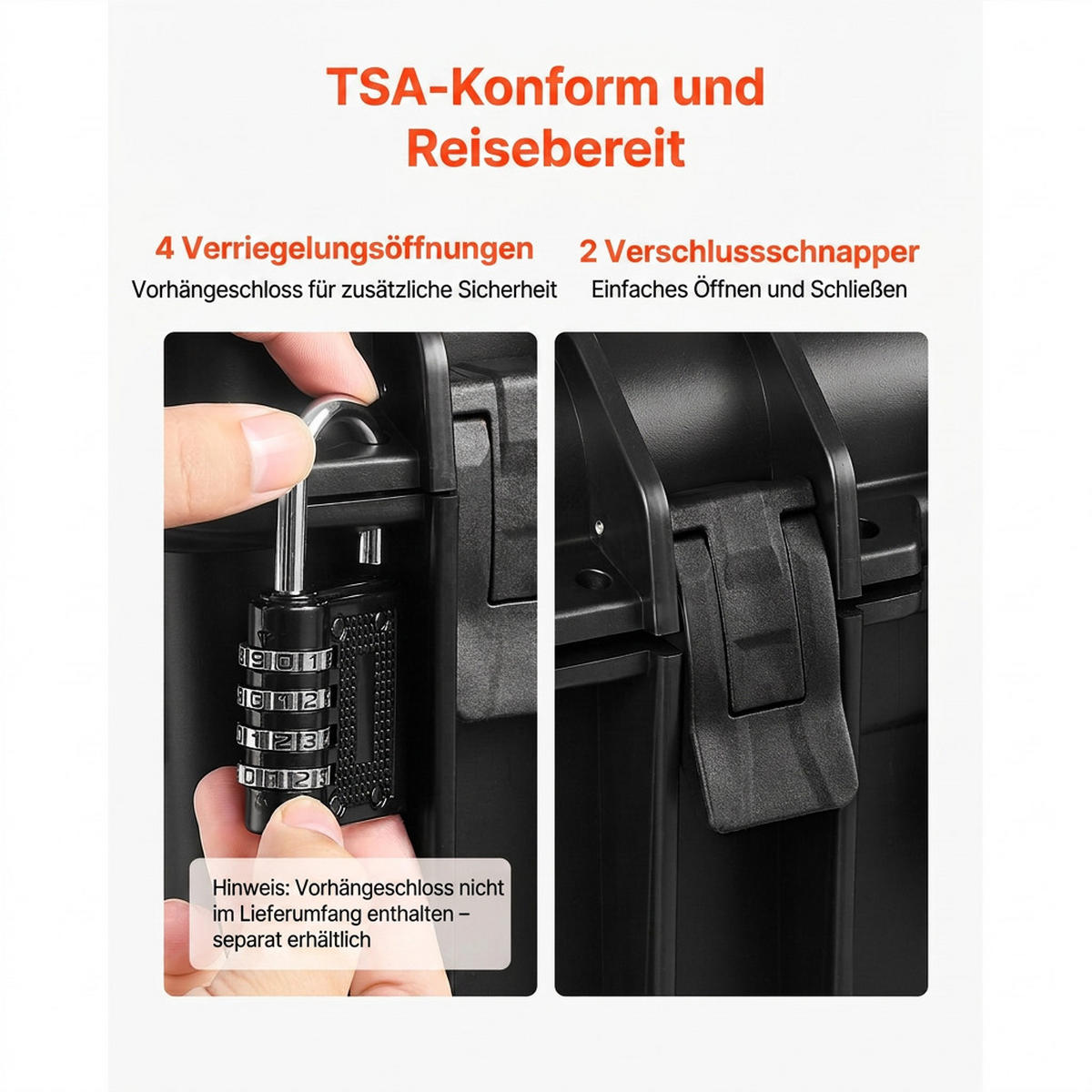 WERKZEUGKOFFER 475x415x215mm Wasserdichtes Hardcase mit XPE-Schaumstoff - Schwarz, Kunststoff (10/10/10cm) - Raelunyi