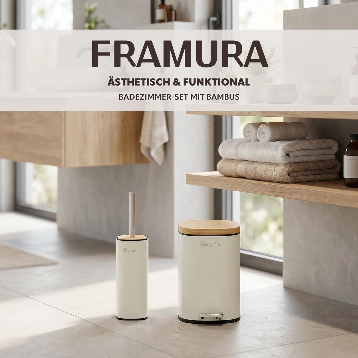 BADEZIMMER-SET FRAMURA 2tlg., beige - Beige, Metall (18.5/27.5/23cm) - eluno