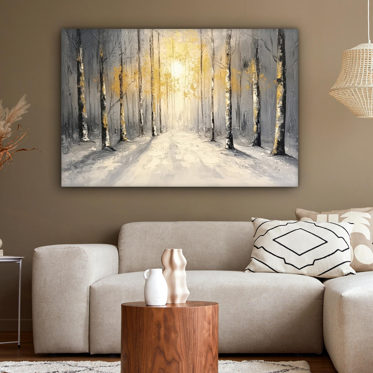 LEINWANDBILD Winter - Abstrakt - Schnee - Natur - Sonne XXL 150x100 cm - Grau, Textil (150/100cm) - MuchoWow
