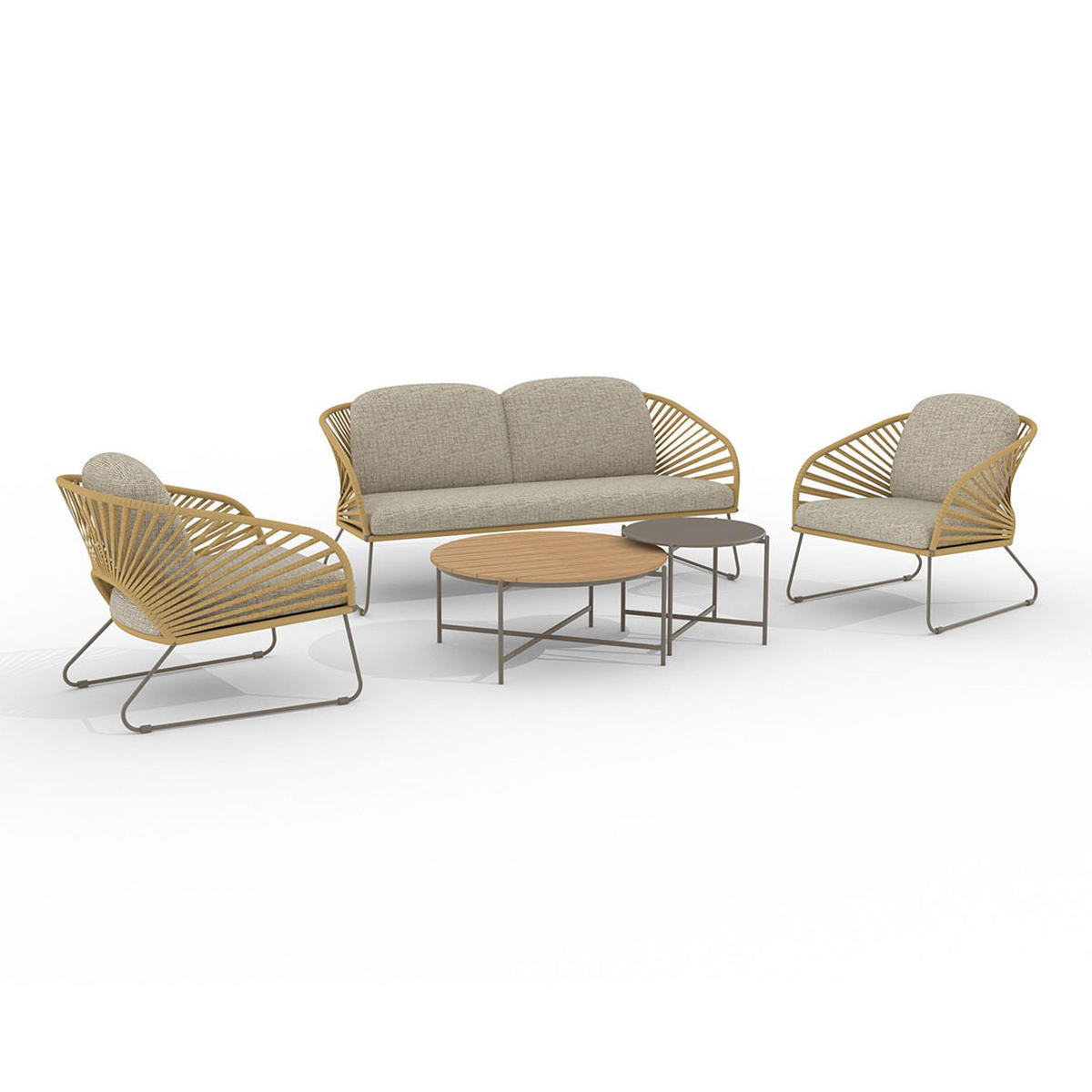 LOUNGE-SET, Novella, Beige, Stahl, 162 x 78 x 73 cm - Beige, Metall - ebuy24