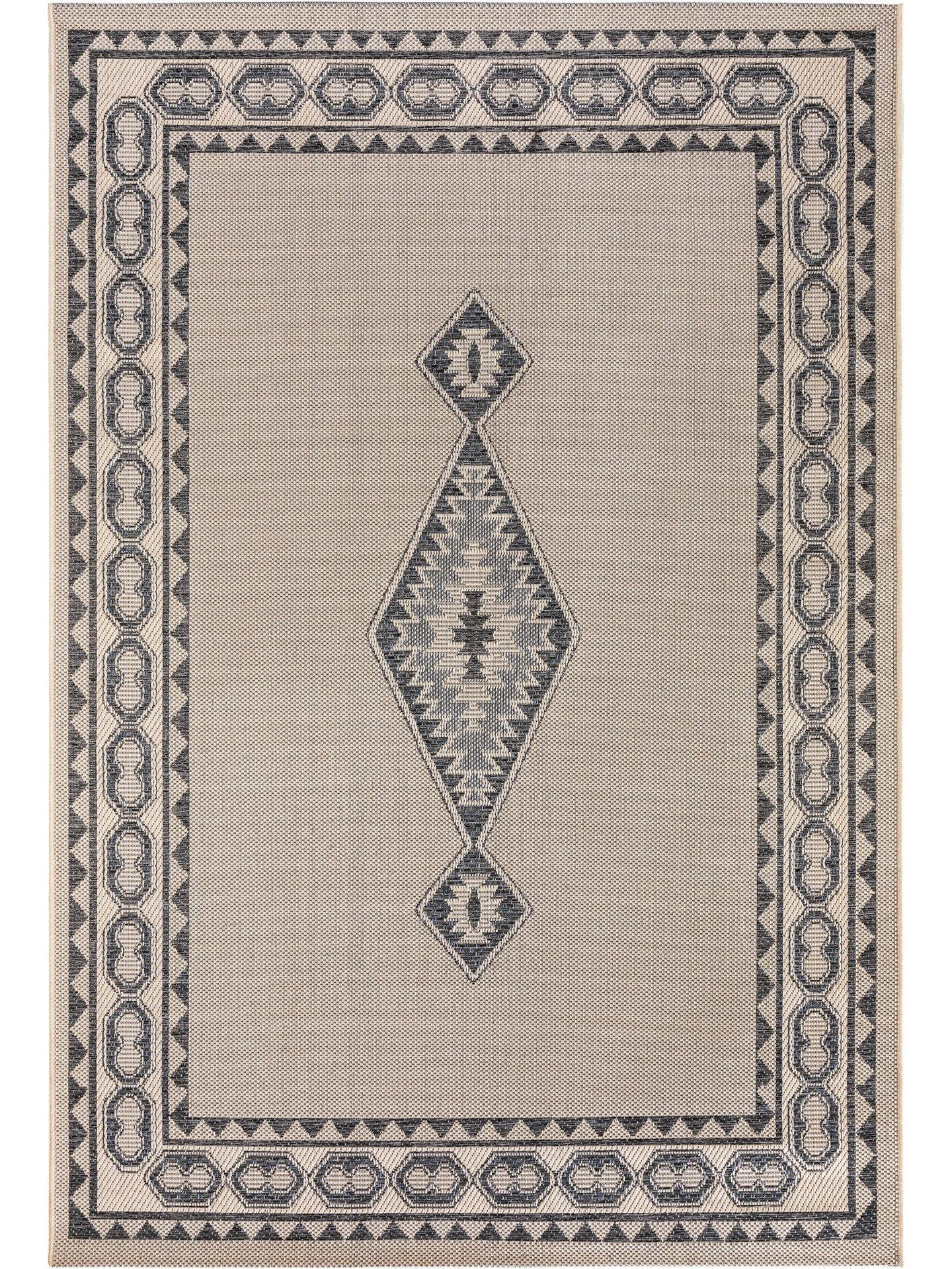 OUTDOORTEPPICH River Beige/Blau 200x285 cm - Blau/Beige, Kunststoff (200/1cm) - KUNSTLOFT