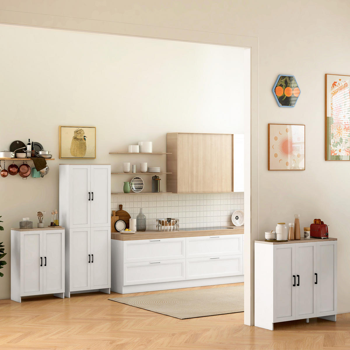 SIDEBOARD DE-11182 mit verstellbarer Einlegeplatte & Tür Weiß - Weiß, Holzwerkstoff (60/90/30cm) - ComfortXL